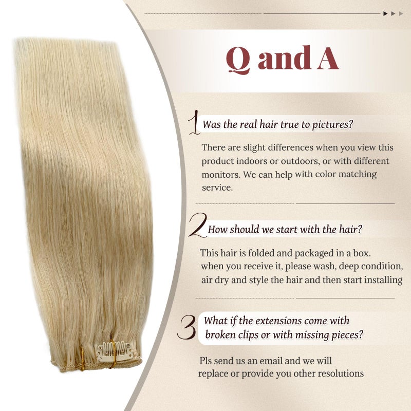Licoville Blonde Clip in Hair Extensions Human Hair 15 Inch #60 Platinum Blond Real Human Hair Extensions Clips ins Thick Ends Soft Blonde Remy Hair Pieces for Thicker Look - Image 5